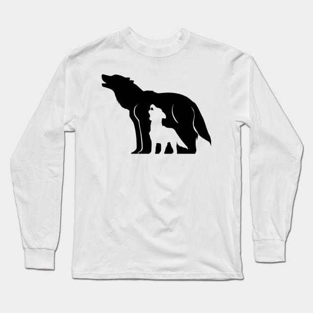 Black and White Wolves Long Sleeve T-Shirt by SakuraDragon